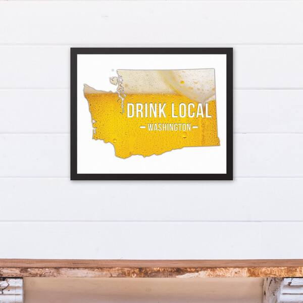 DESIGNS DIRECT 20 in. x 16 in. "Washington Drink Local Beer  " Printed Framed Canvas Wall Art