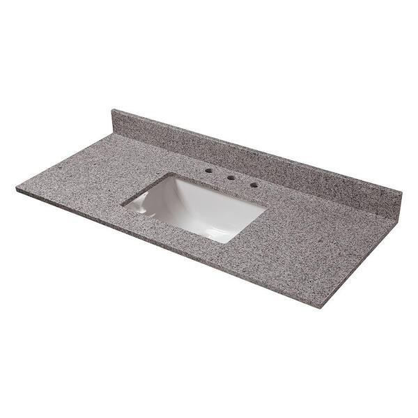 Pegasus 49 in. Granite Vanity Top in Napoli with White Sink and 8 in