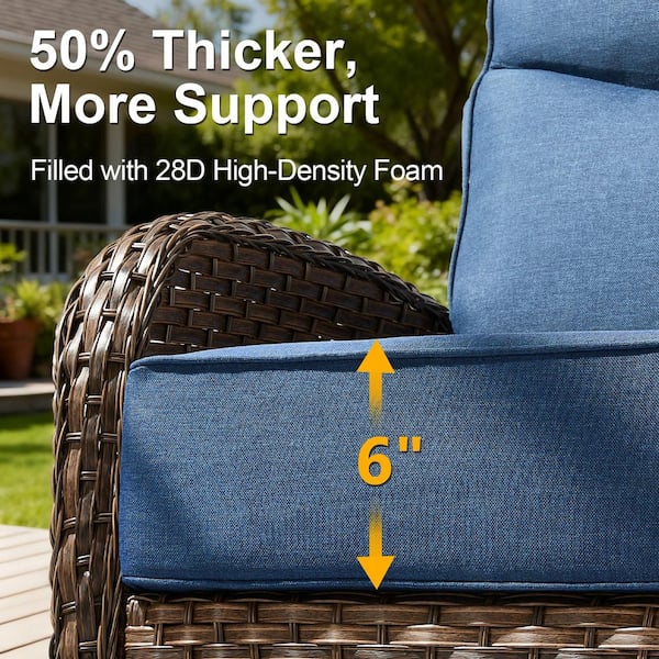 Opohoro Luna Brown Wicker Outdoor 3-Seat Couch with High Curved