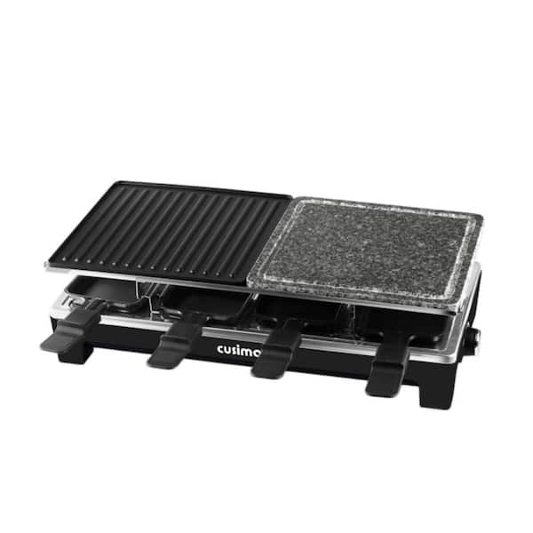 171 sq. in. Black Indoor Grill with 2-in-1 Non-Stick Baking Pan and 8 Independent Heat-Resistant Raclette Trays