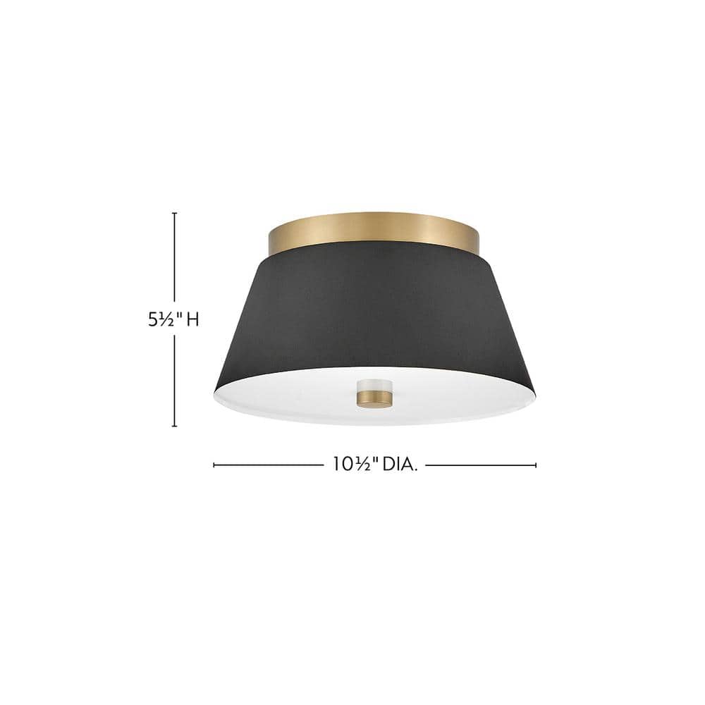 Black and Gold Etched Glass 2-Light Drum Flush Mount