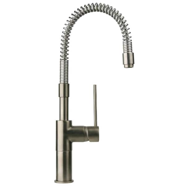 Elba Brushed Nickle 19 in H Pull Out Sprayer Kitchen Faucet with 180 Degree Spout Swivel