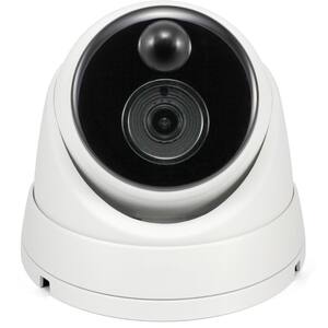 Wired 4K White Dome Camera w Audio and True Detect Motion Sensor