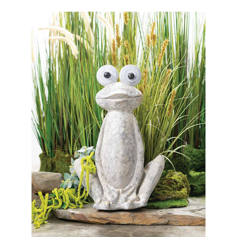 Gray Resin Big-Eyed Frog Garden Statue 20.5"