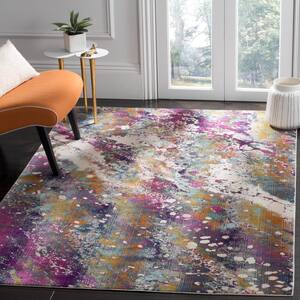 Radiance Cream/Magenta 7 ft. x 7 ft. Abstract Square Area Rug