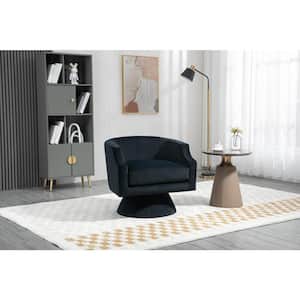 Black Velvet Fabric 360° Swivel Barrel Chair Accent Sofa Modern Round Sofa Oversized Arm Chair Lounge Chair