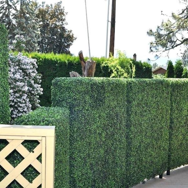 Hedge Maze 12- Piece 20 in. x 20 in. Artificial Boxwood Panels Grass Backdrop Wall Topiary Hedge Plant, UV Protected Faux Hedge