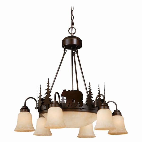 Bozeman 9-Light Bronze Rustic Bear Chandelier