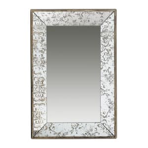 15.6 in. W x 23.8 in. H Brown and Gold Wall Wood Frame Mount Mirror