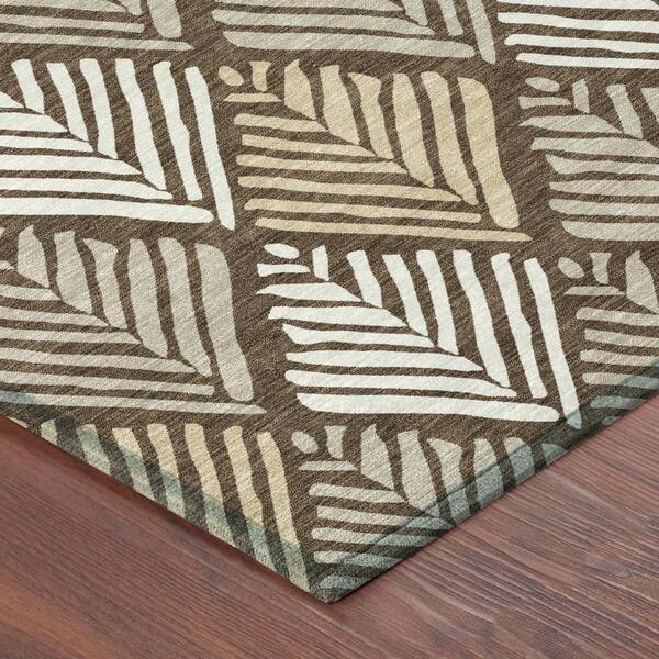 Chantille Machine Washable Indoor/Outdoor Abstract ACN2818 Chocolate 10 ft. x 14 ft. Area Rug