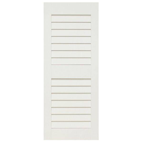 Home Fashion Technologies 14 in. x 35 in. Louver/Louver Primed Solid Wood Exterior Shutter