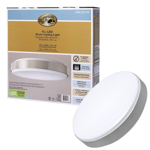 Hampton Bay Modern Industrial 15 In Round Wide Brushed Nickel Border Led Flush Mount Ceiling Light 1550 Lumens 4000k Dimmable 54620181 The Home Depot - How To Replace Led Flush Mount Ceiling Light Hampton Bay Modern Industrial 15 In Round Wide Brushed Nickel Border Led Flush Mount Ceiling Light 1550 Lumens 4000k Dimmable 54620181 The Home Depot - How To Replace Led Flush Mount Ceiling Light