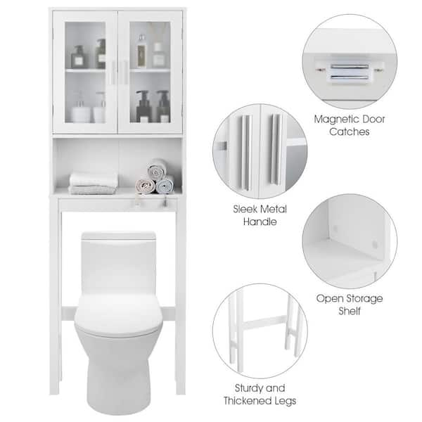 24.75 in. W x 7.5 in. D x 30.25 in. H Bathroom Storage Wall Cabinet in  White with 3 Storage Basket, Mirror, Doors, Shelf LN20233388 - The Home  Depot