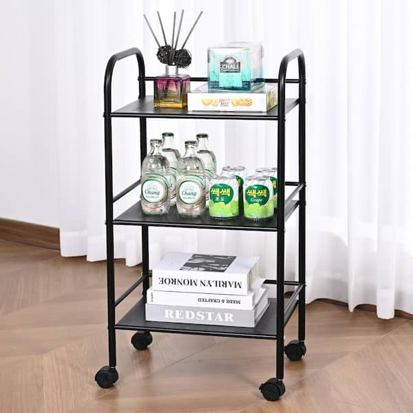 Black shops Metal Multifunctional Rolling Kitchen Trolley