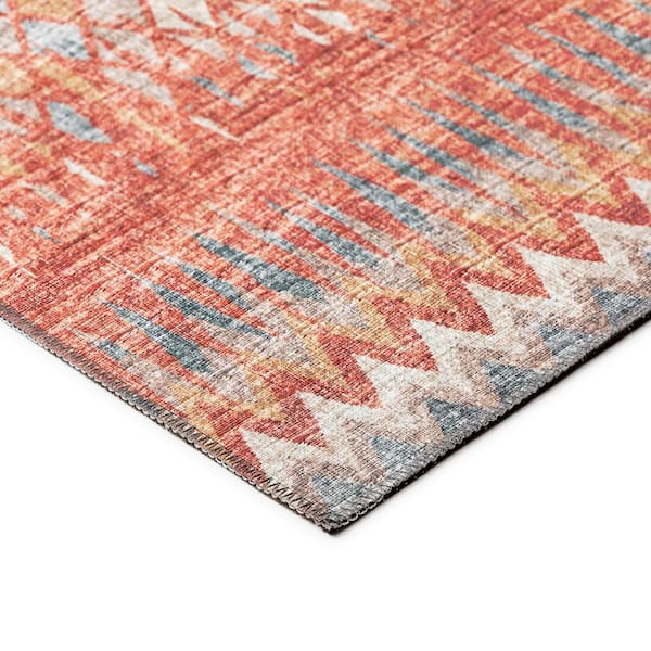 Rylee Red 2 ft. 3 in. x 7 ft. 6 in. Geometric Indoor/Outdoor Area Rug