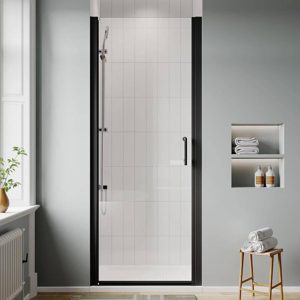 36'' x 72'' Frameless Clear Glass Shower Door in Matte Black
