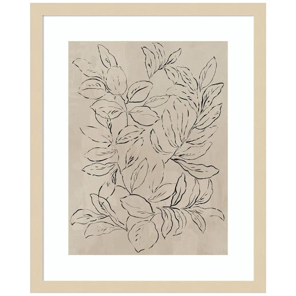Amanti Art "Outlined Leaves II" by Asia Jensen 1-Piece Wood Framed Giclee Nature Art Print 17 in. x 21 in.