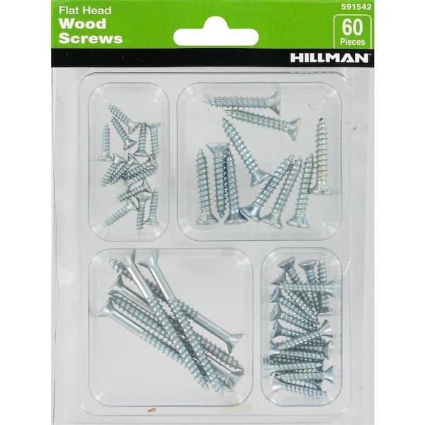 Hillman Zinc Flat Head Phillips Wood Screw Assorted Kit (60-Pack)