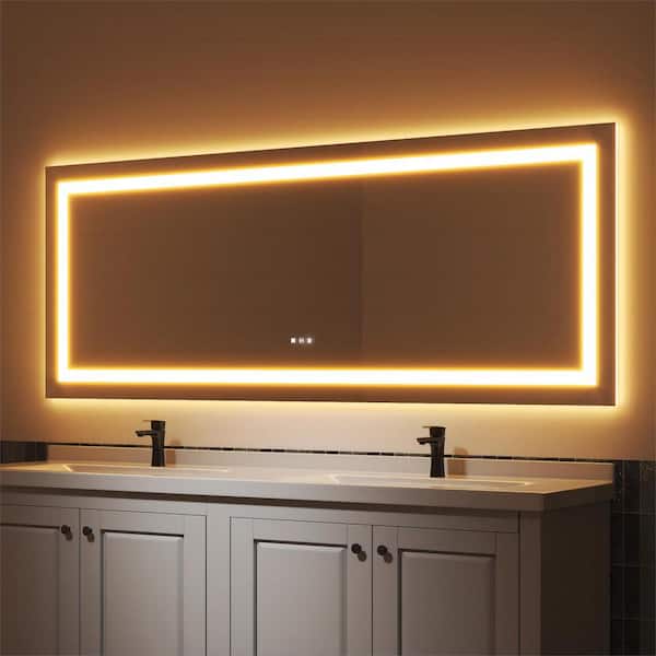 ORGANNICE 32 in. W x 84 in. H Wall-mounted Full-length Mirror LED Light Full Body Mirror