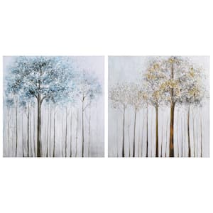 Winter Forest 1 and 2 Textured Metallic by Martin Edwards Hand Painted Unframed Wall Art Print, 36 in. x 36 in. Each