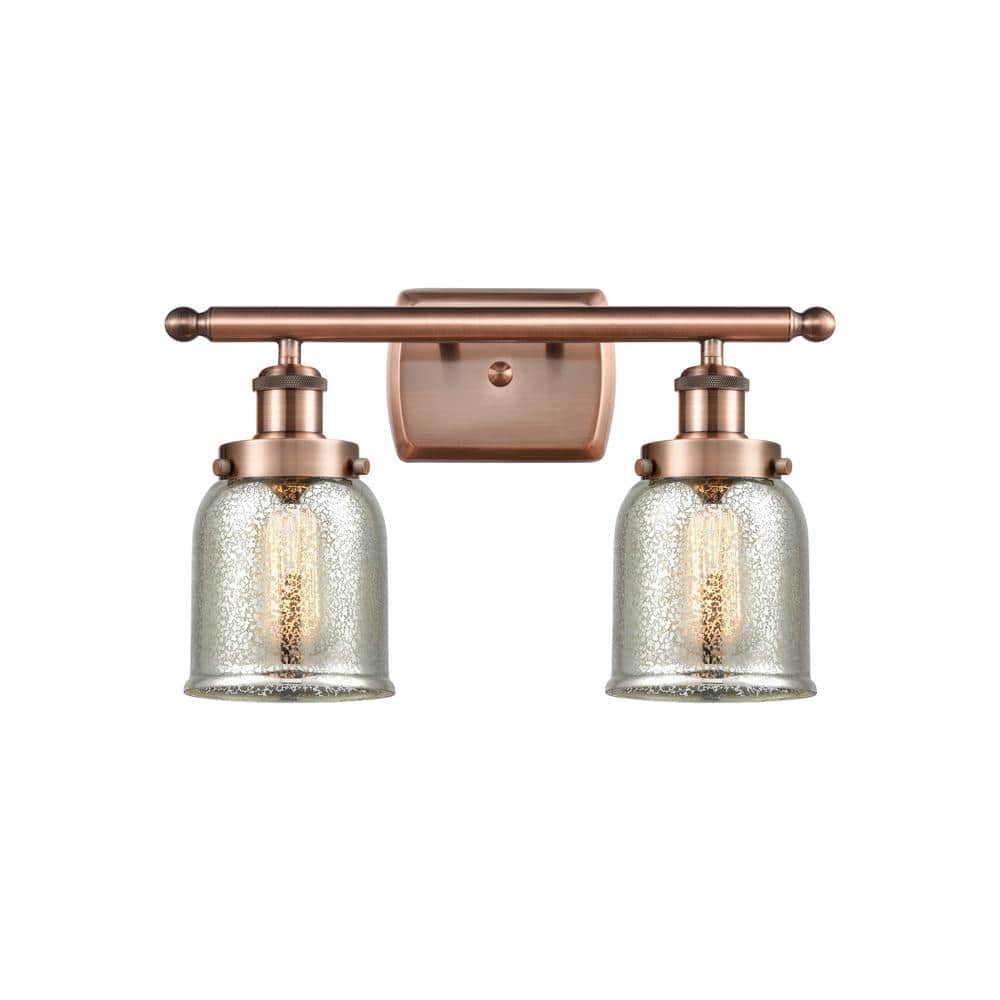Bell 16 in. 2 Light Antique Copper, Silver Plated Mercury Vanity Light with Silver Glass Shade price history on PriceWatchPro