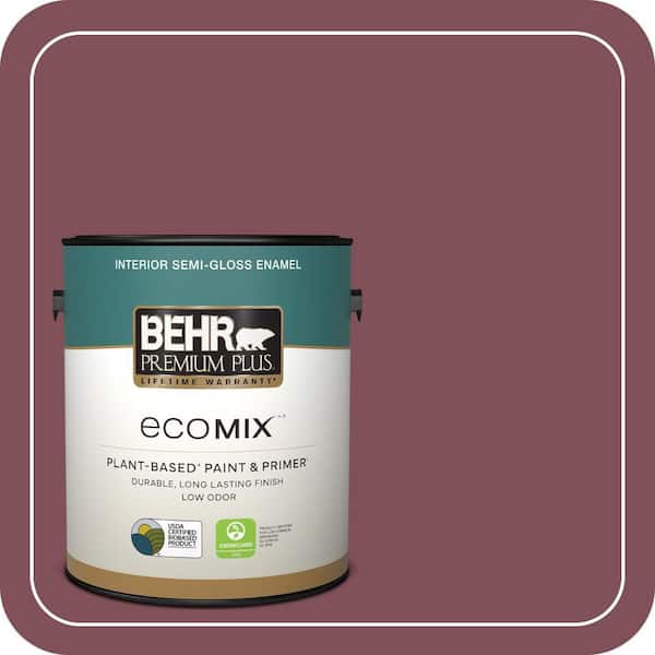 1 gal. Home Decorators Collection #HDC-CL-02 Fine Burgundy Semi-Gloss Enamel EcoMix Plant-Based Interior Paint & Primer