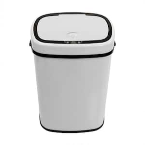 13.2 Gal. (50-Liter) Hands-Free Steel Trash Can with Motion Sensor Lid in Fingerprint-Resistant White