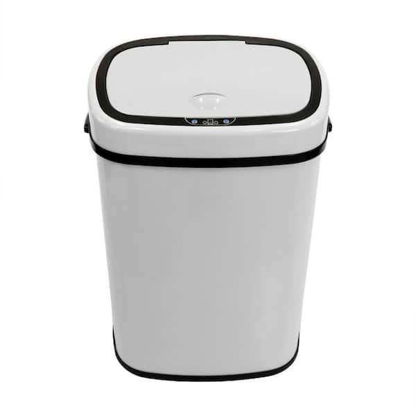 Unbranded 13.2 Gal. (50-Liter) Hands-Free Steel Trash Can with Motion Sensor Lid in Fingerprint-Resistant White