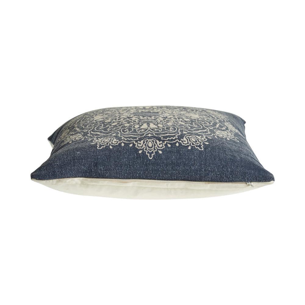 Navy and Cream Square Medallion Throw Pillow