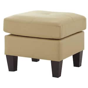 Newbury Beige Faux Leather Upholstered Ottoman