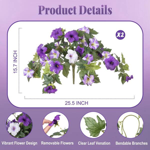 未開封　MORNING GLORY Synthetic 25 in. Purple Indoor/Outdoor Artificial Artificial morning