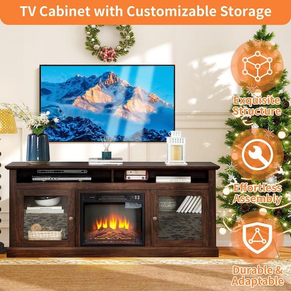 ToolCat 60 in. Freestanding TV Stand in Brown with 18 in