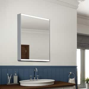 20 in. W x 26 in. H Silver Surface Mount Bathroom Single Door LED Double Sided Mirror Medicine Cabinet with Mirror