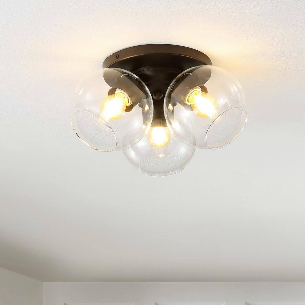 Farmhouse Rustic 11.5" LED Ceiling Light in Oil Rubbed Bronze with Clear Glass Globe
