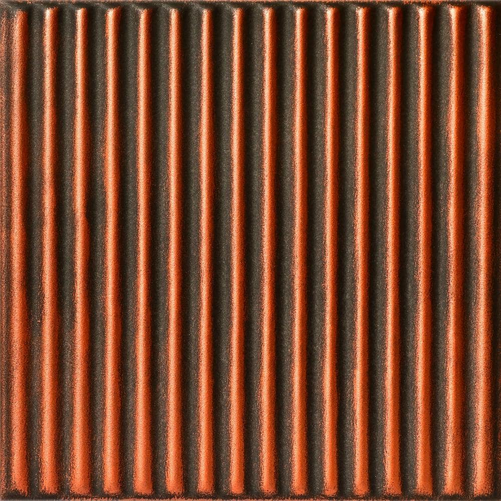 Corrugated Antique Copper 1.6 ft. x 1.6 ft. Decorative Foam Glue Up Ceiling