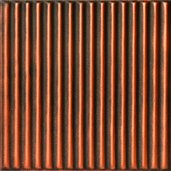 Corrugated Antique Copper 1.6 ft. x 1.6 ft. Decorative Foam Glue Up Ceiling Tile (259.2 sq. ft. /case)