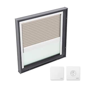 46-1/2 x 46-1/2 in. Fixed Curb Mount Skylight w/ Tempered LowE3 Glass & Classic Sand Solar Powered Light Filtering Blind