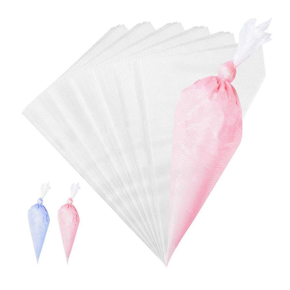 JFVKAF 100-Pack Disposable Plastic Pastry Piping Bags Anti-Slip Non-Burst White Cake Decorating Icing Bags