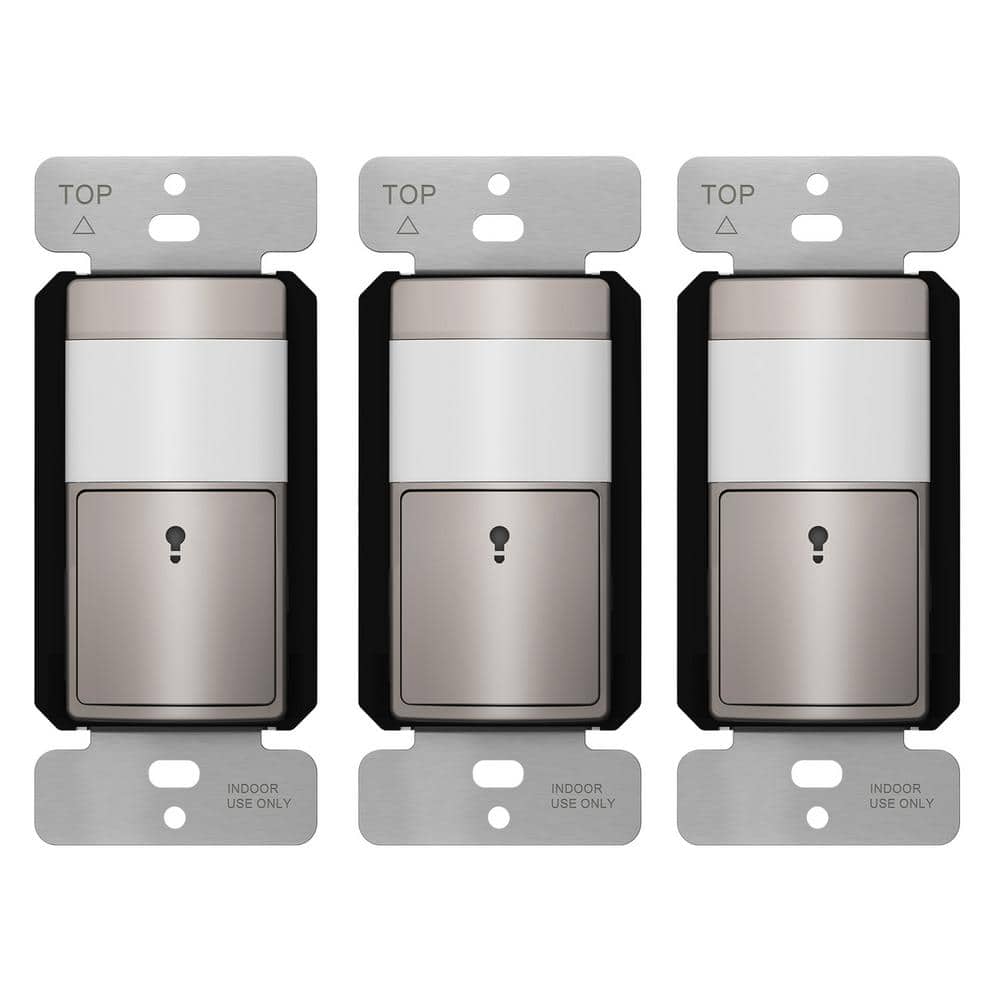 Urter mørkere mikro TOPGREENER 1.25 Amp Single Pole Motion Sensor Switch, No Neutral Required,  Nickel (3-Pack) TDOS5-KM-NK-3PC - The Home Depot