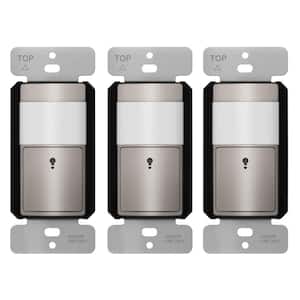 1.25 Amp Single Pole Motion Sensor Switch, No Neutral Required, Nickel (3-Pack)