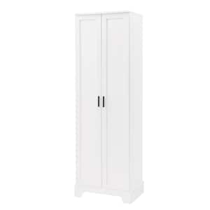 16.90 in. W x 23.30 in. D x 71.20 in. H White MDF Board Bathroom Storage Linen Cabinet with Adjustable Shelf, Two Doors