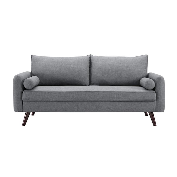 Lifestyle Solutions Callie 32.3 in. Grey Polyester 3-Seater Tuxedo Sofa with Removable Cushions