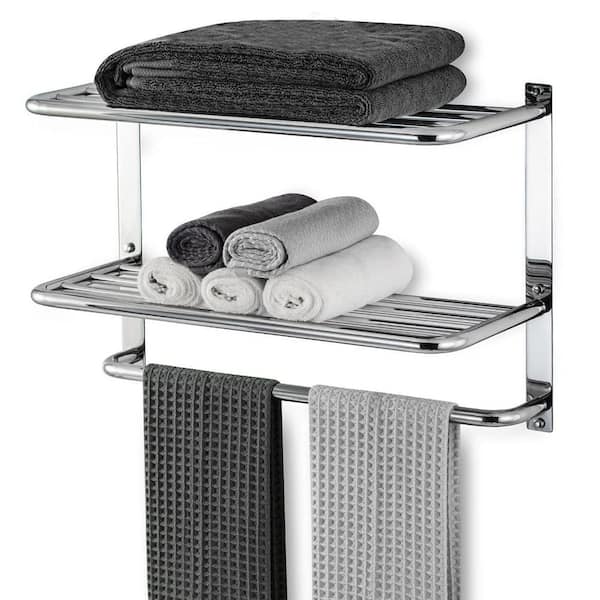 22 in. Brushed Nickel 3-Tier Wall Mounted Towel Rack with Tower Bars in Stainless Steel
