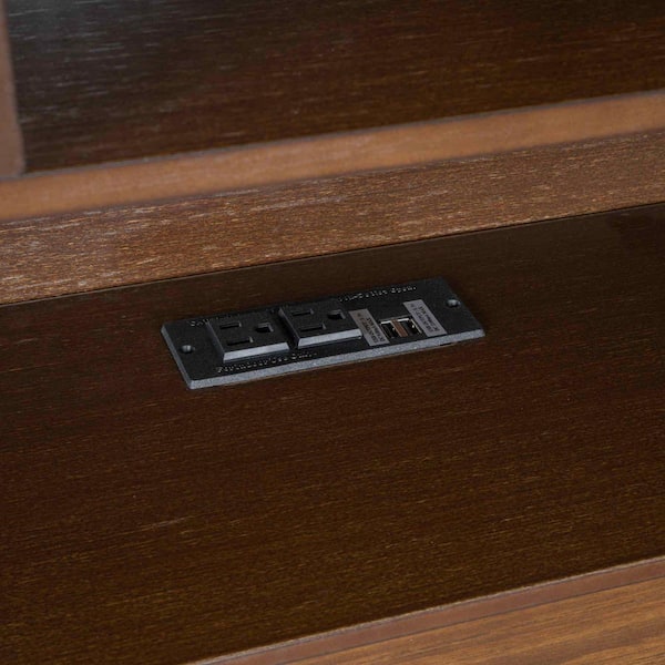 Wood Frame King Size Platform Bed with Multi-Storage Headboard, USB and Drawers