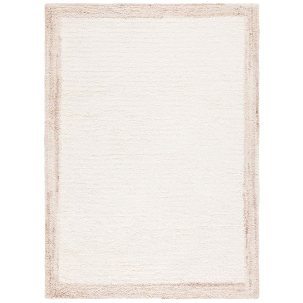 Vermont 5 ft. x 8 ft. Ivory/Beige Minimalist Framed Solid Area Rug