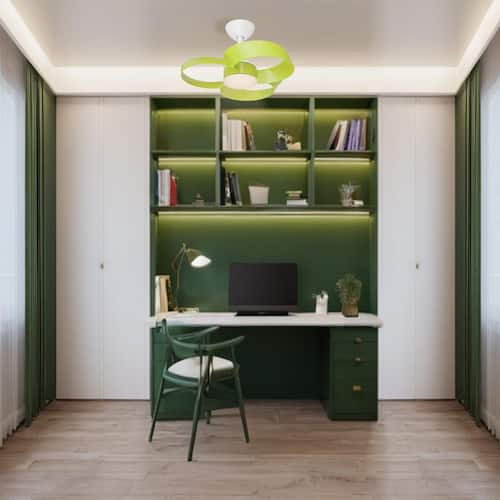 Windora 22 in. Indoor White Ceiling Fan with Green Blade Dimmable Integrated LED Light and Remote Control Breezism Ceiling Fans With Lights