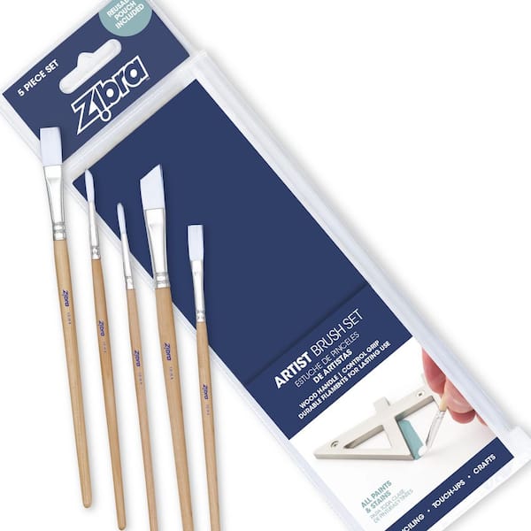 Small Artist Set, 1/4 in. Various Angled Plus Flat, For Use with Touchups, Crafts, Murals, Poly 5-Piece Paintbrush Set