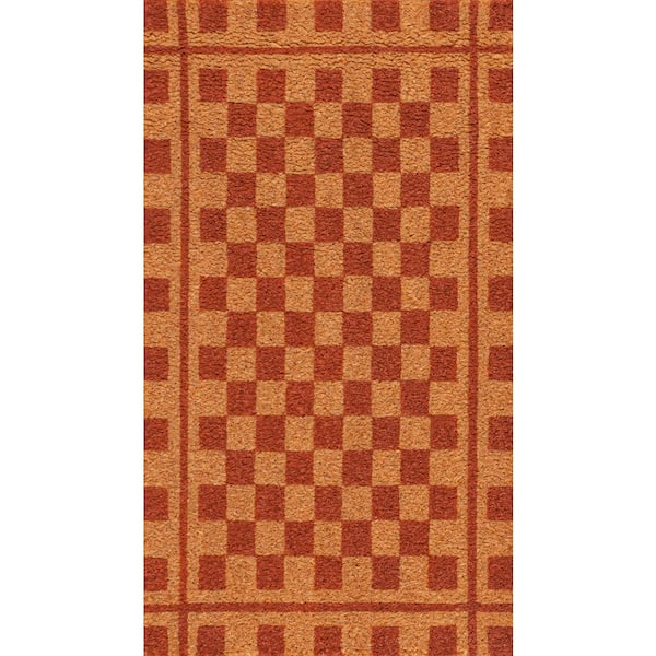 Peater Classic Casual Commerical Natural Coir Natural/Red 17 in. x 30 in. Indoor/Outdoor Mat
