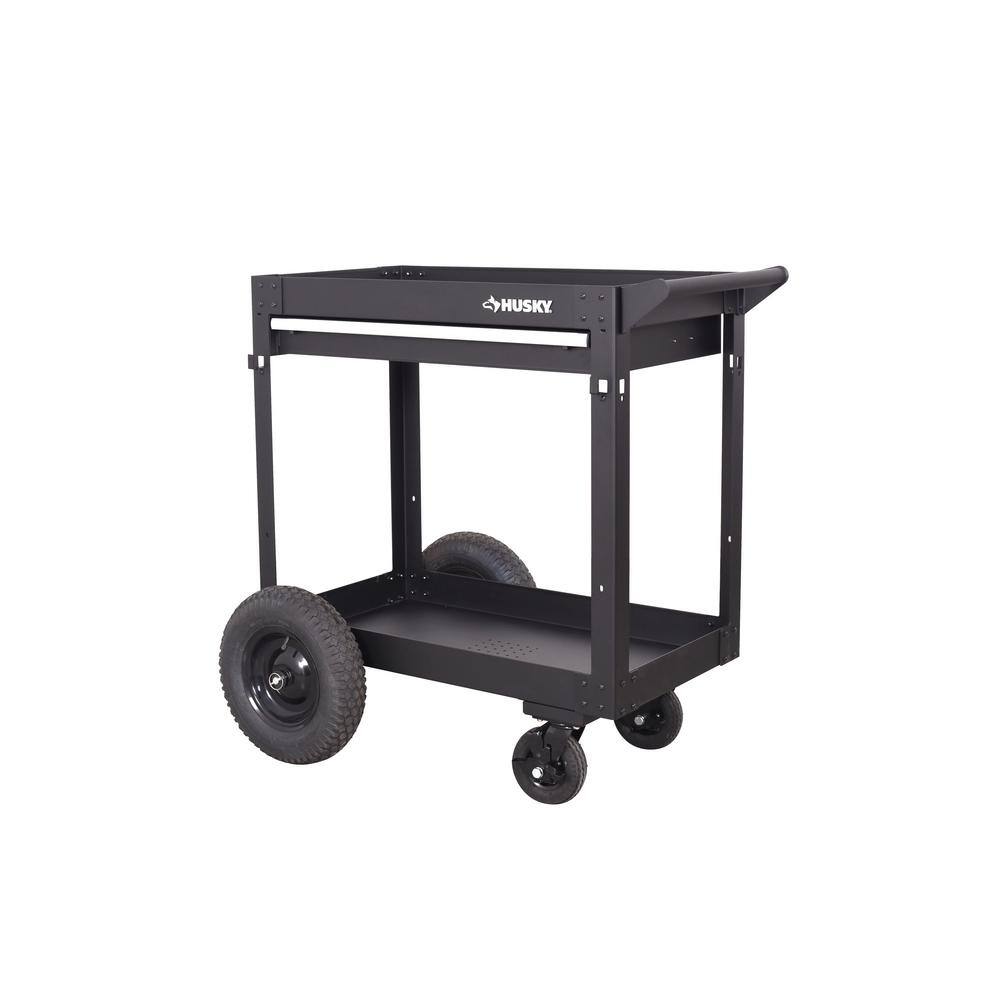 36 in. 1-Drawer 2-Tray Black All-Terrain Cart