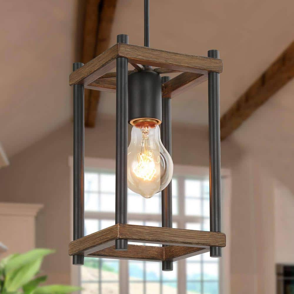 1-Light Pine Texture Single Pendant Chandelier Perfectly suited for living 